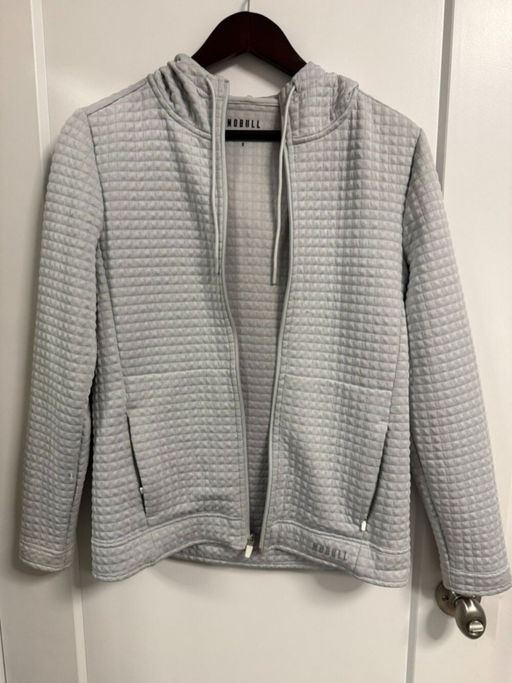 NOBULL Waffle Knit Hooded Zip-Up Jacket Long Sleeve Size S | Gray